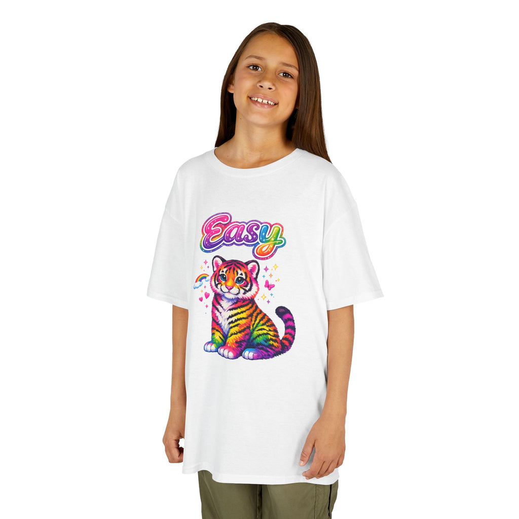 Kids Rainbow Tiger Tee — "Easy" Cute Colorful Youth T-Shirt