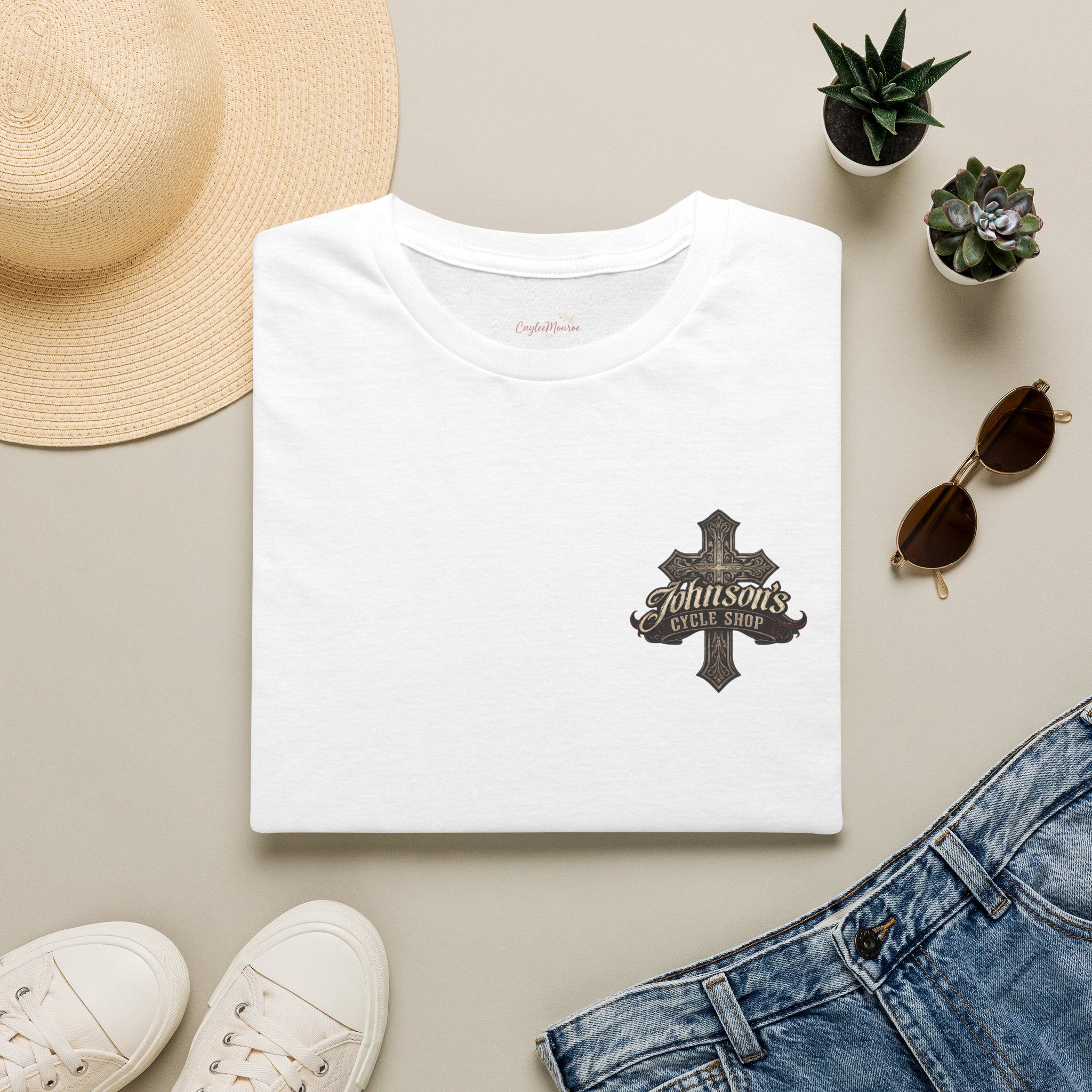 Cross Crest Logo T‑Shirt — Vintage Motorcycle Club Design