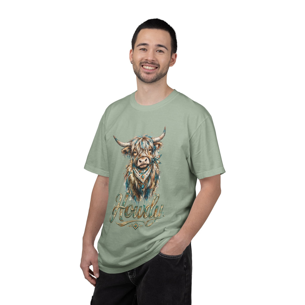 Howdy Highland Cow T-Shirt — Rustic Western Cow Graphic Tee
