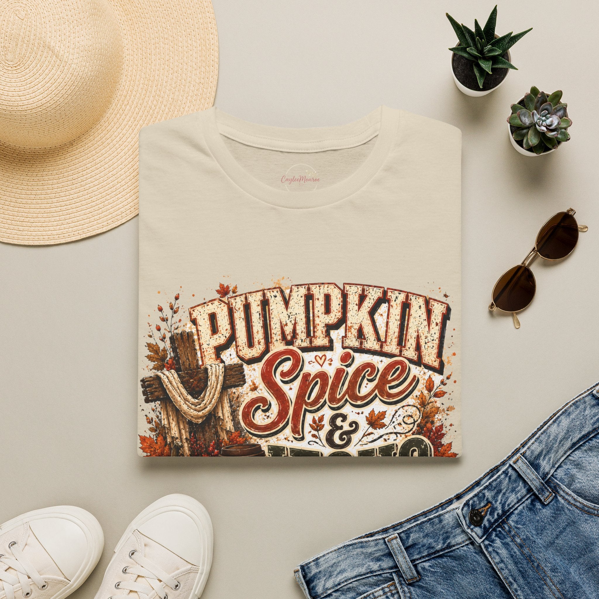Pumpkin Spice & Jesus Christ T‑Shirt — Fall Faith Graphic Tee