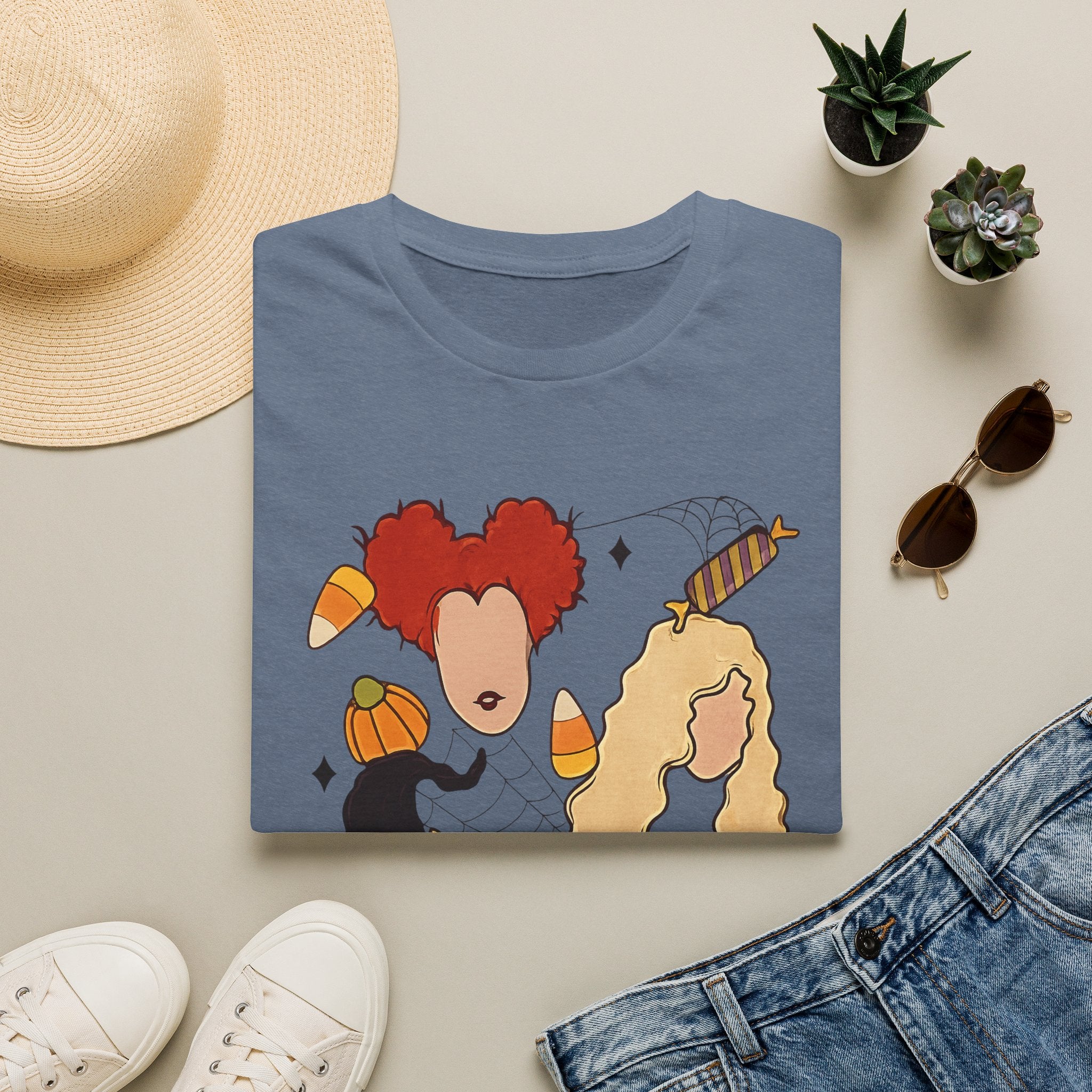 Halloween Sanderson Sisters T-Shirt – Witches Trio Pumpkin Candy Corn Design
