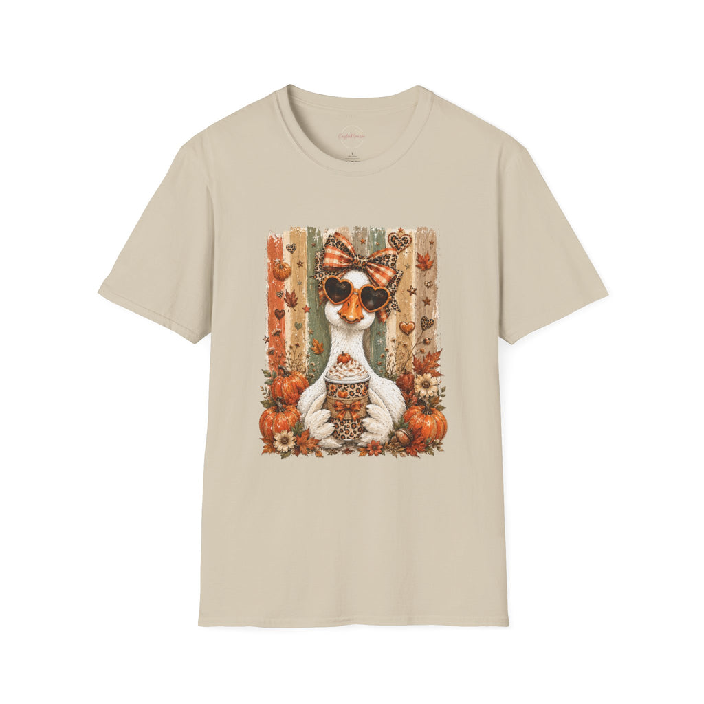 Autumn Goat Graphic T-Shirt — Cute Heart Sunglasses Fall Tee