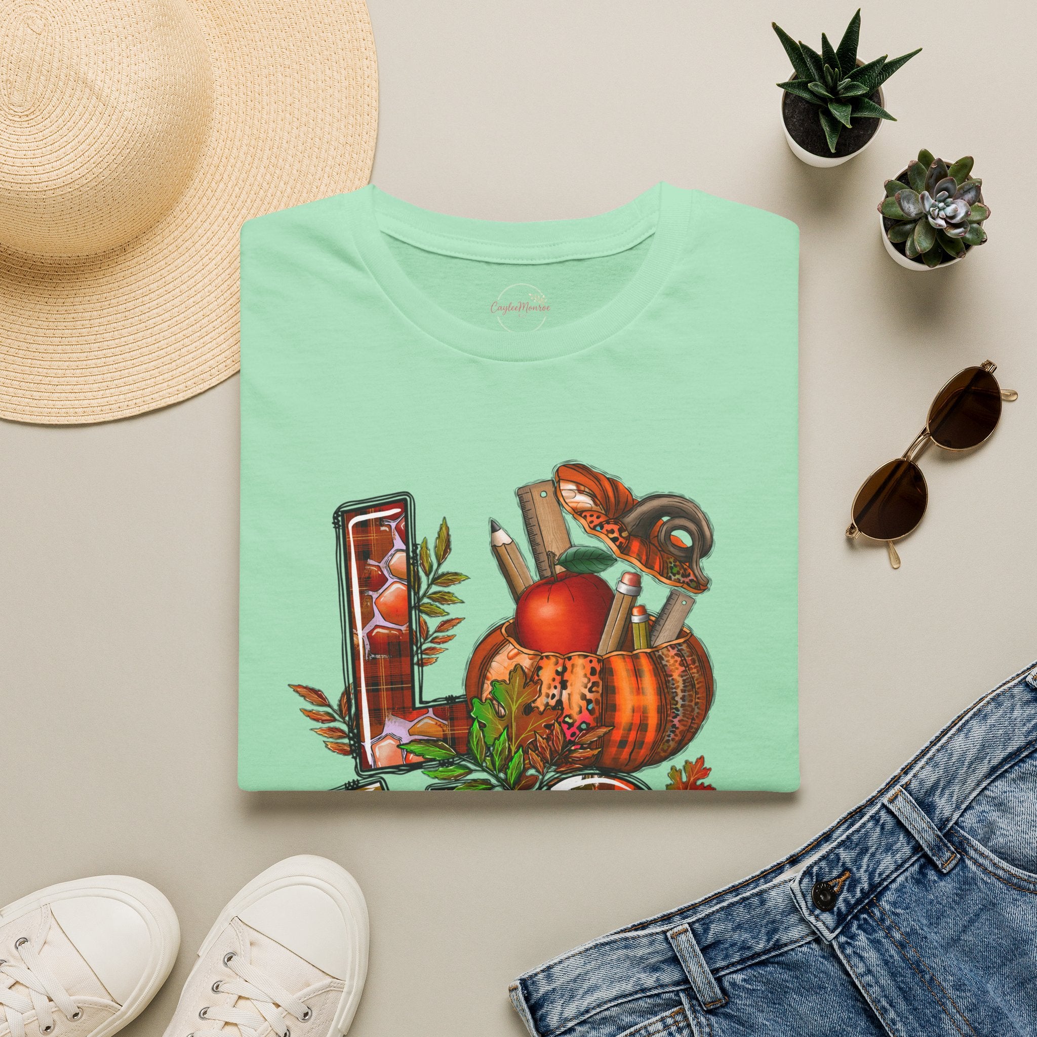 Fall Love T-Shirt — Autumn Pumpkin, Apples & Mushrooms Cozy Graphic Tee