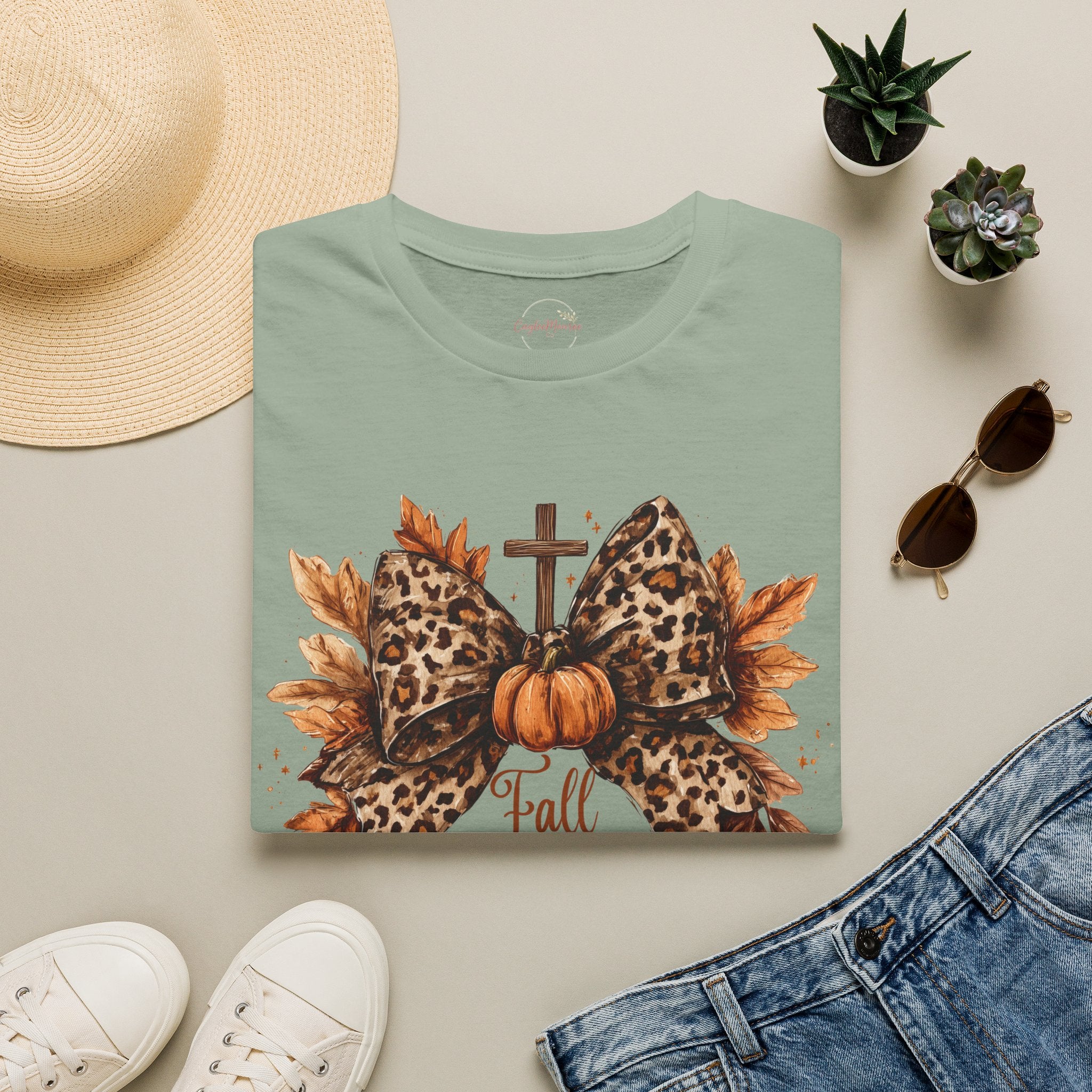 Fall for Jesus Leopard Bow T-Shirt