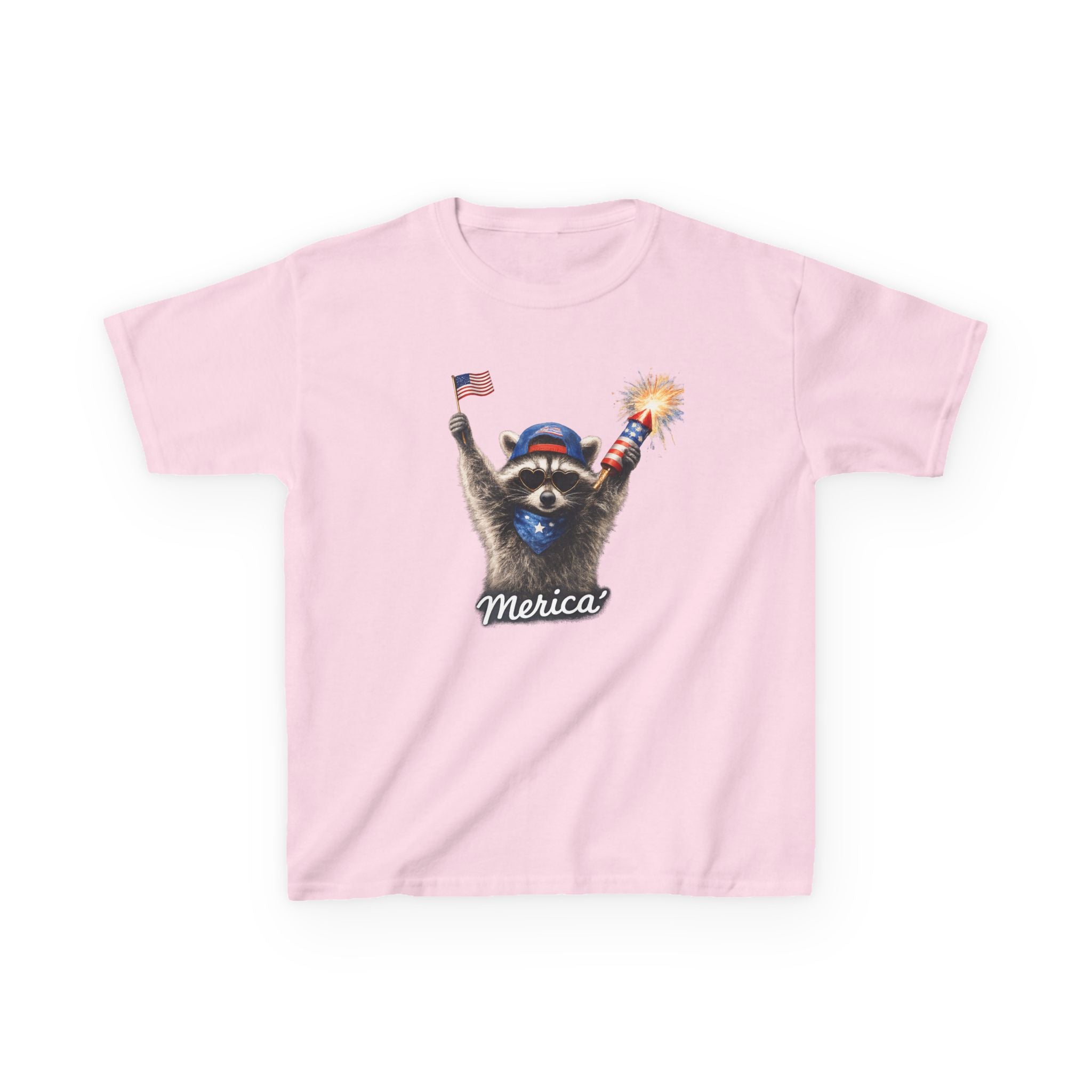 Kids Tee — Patriotic Raccoon 'Merica' Graphic (4th of July)