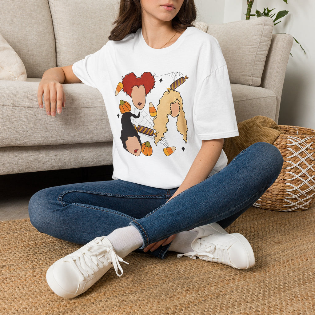 Halloween Sanderson Sisters T-Shirt – Witches Trio Pumpkin Candy Corn Design