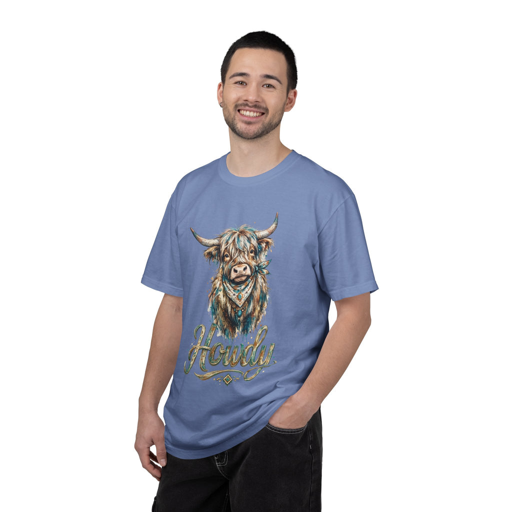 Howdy Highland Cow T-Shirt — Rustic Western Cow Graphic Tee