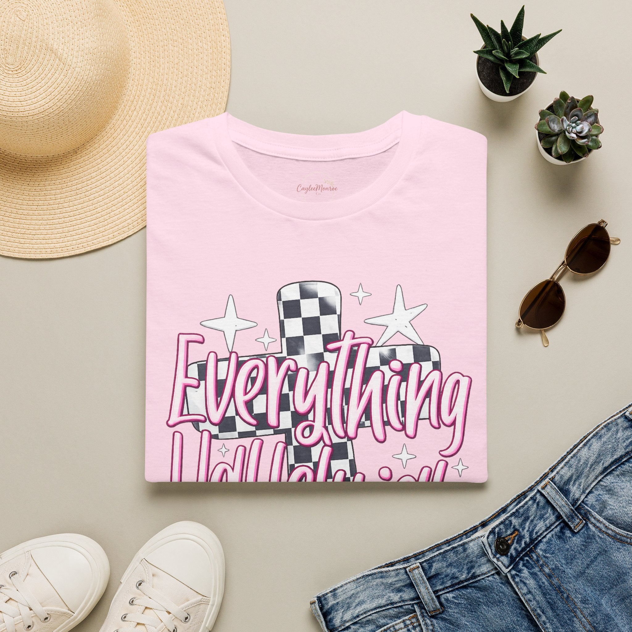 Everything Hallelujah T-Shirt — Retro Checker Heart Graphic Tee