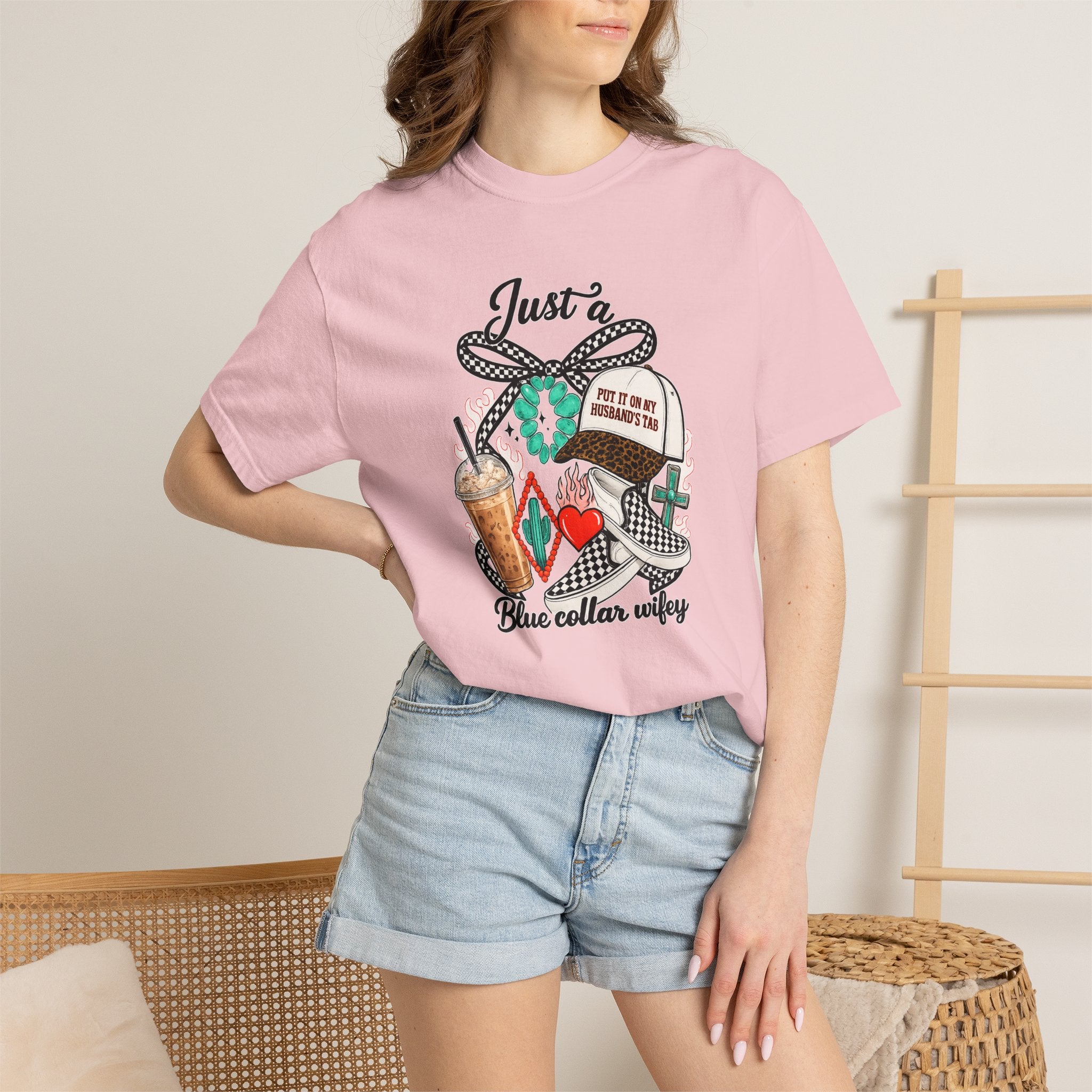 Blue Collar Wifey T-Shirt — "Just a Blue Collar Wifey" Graphic Tee