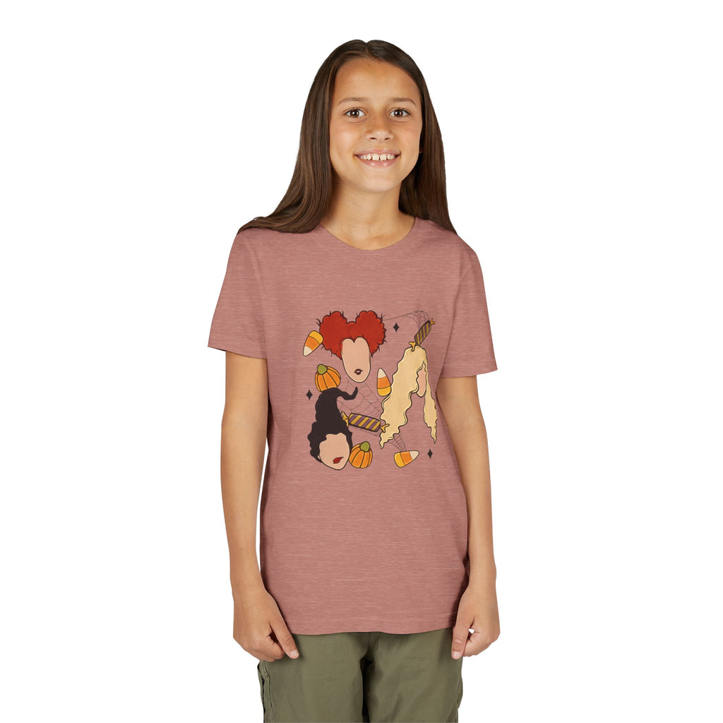 Hocus Pocus Girls Halloween Youth Tee — Sanderson Sisters Candy Corn Design