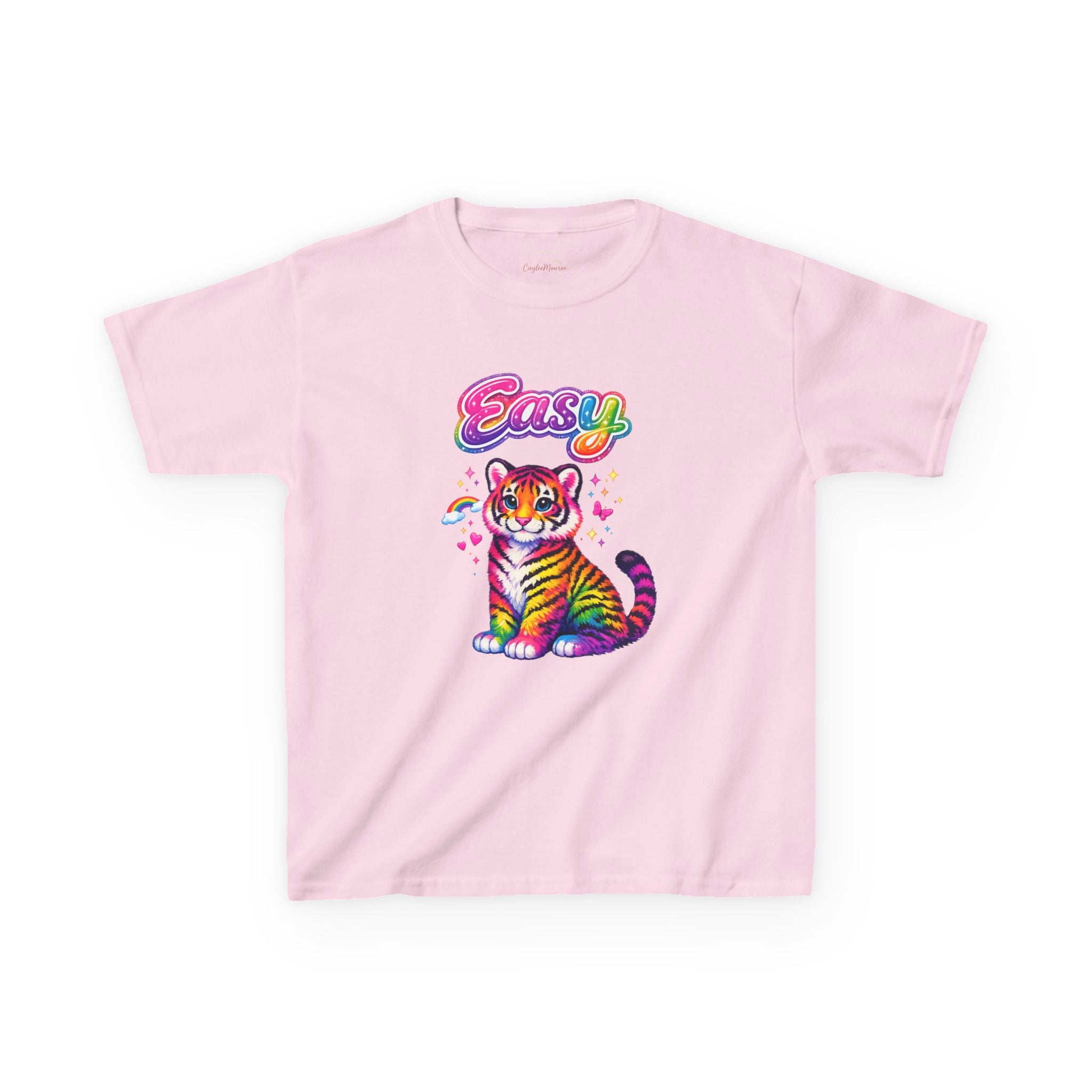 Kids Rainbow Tiger Tee — "Easy" Cute Colorful Youth T-Shirt