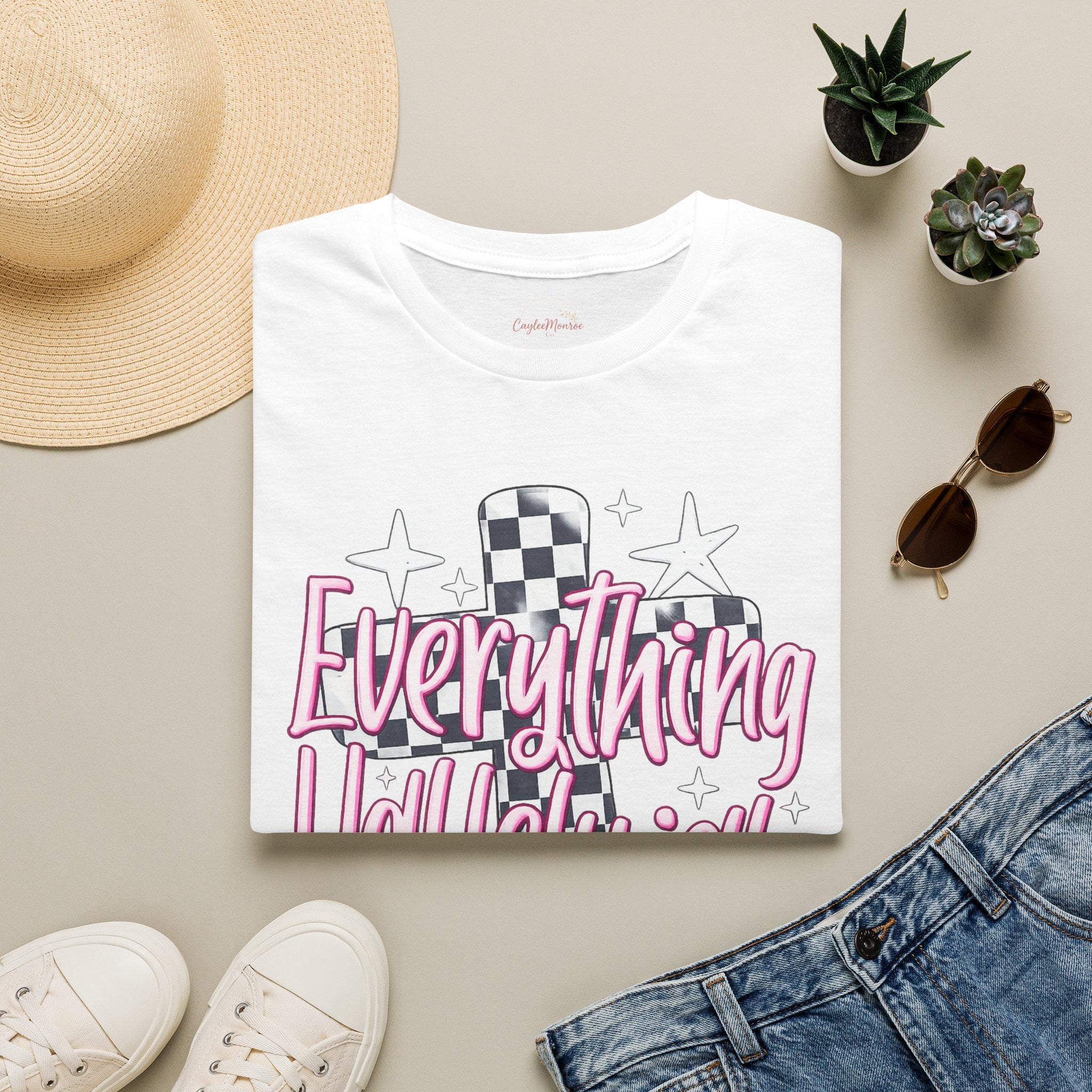 Everything Hallelujah T-Shirt — Retro Checker Heart Graphic Tee