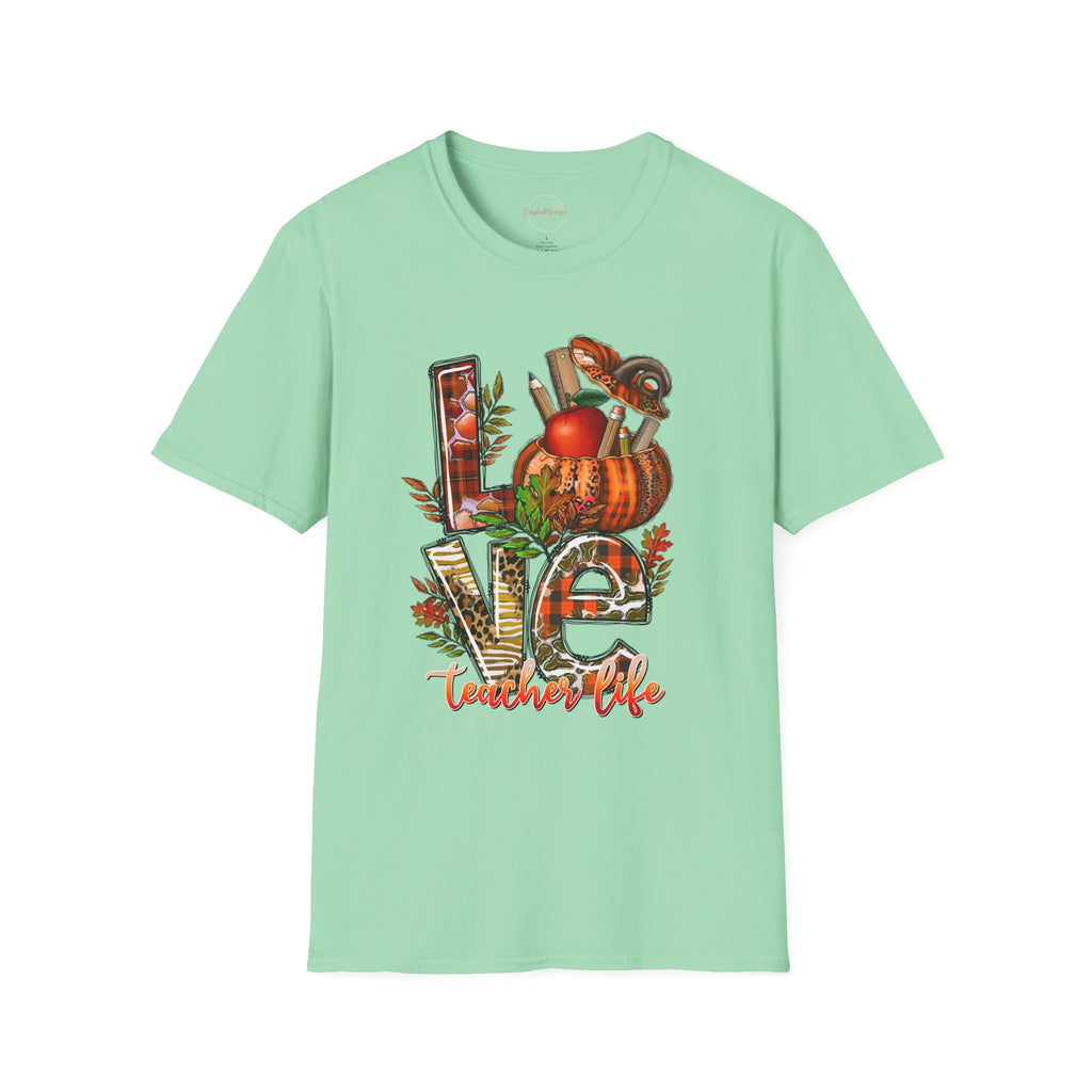 Fall Love T-Shirt — Autumn Pumpkin, Apples & Mushrooms Cozy Graphic Tee