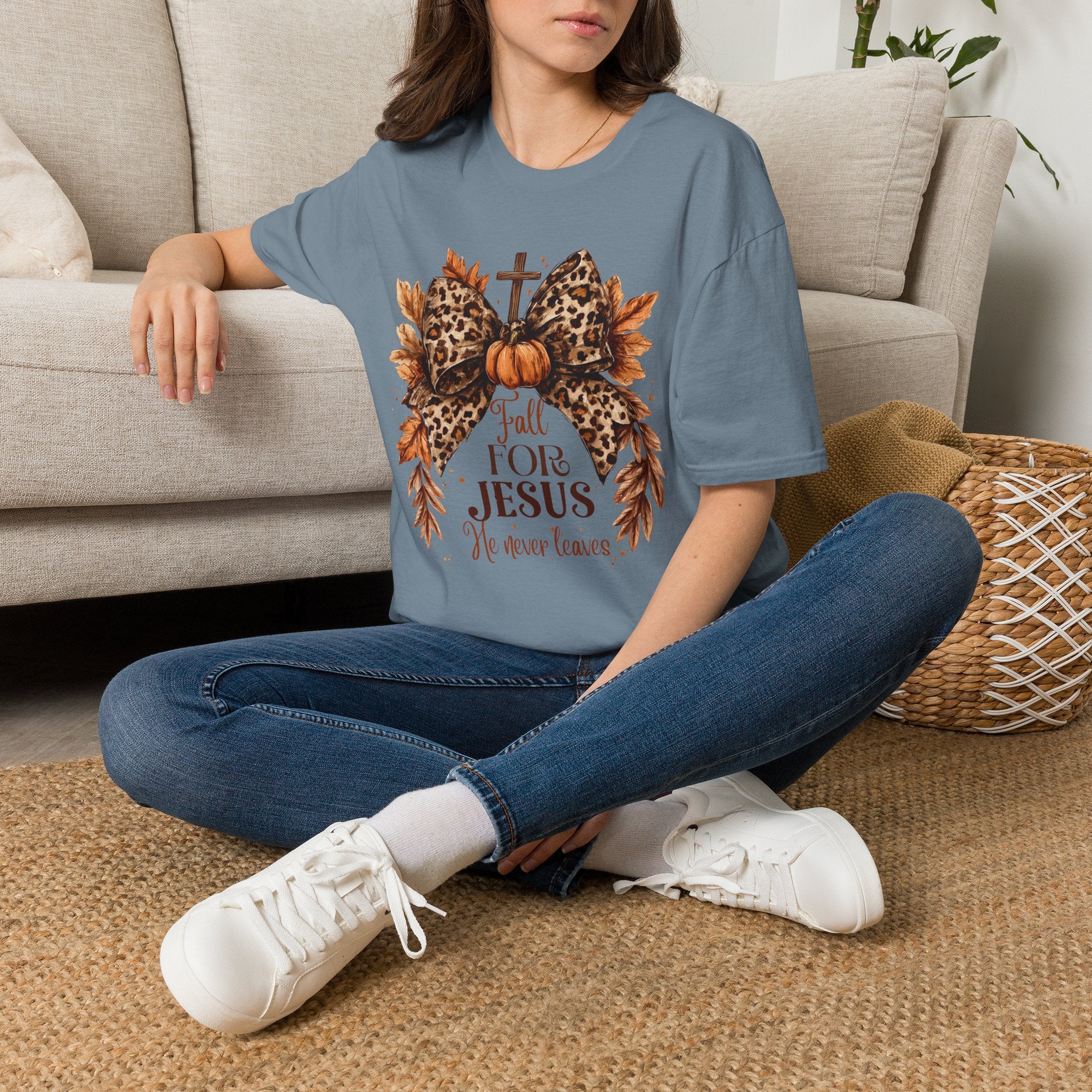 Fall for Jesus Leopard Bow T-Shirt